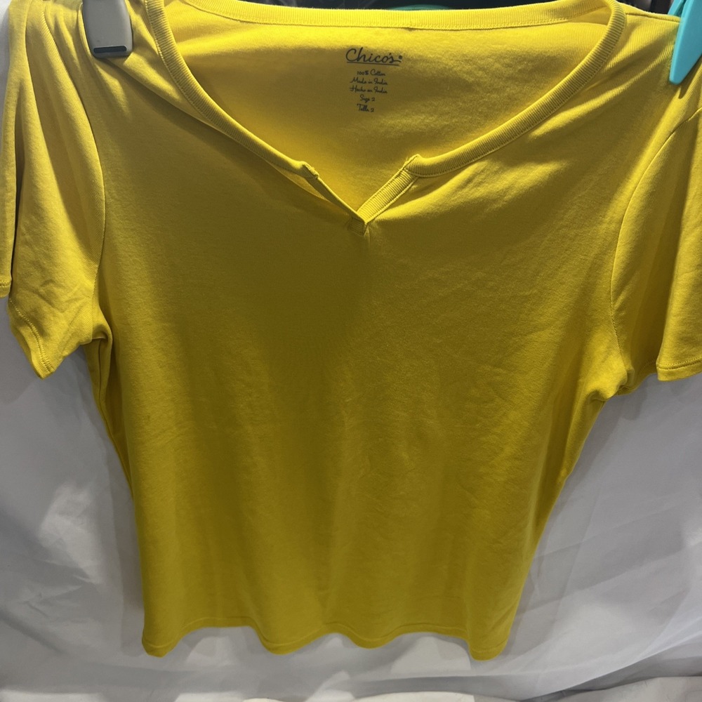 Chicos True Color Tees Womens Size 2 XL Gold Pullover T Shirt Blouse Top47‎